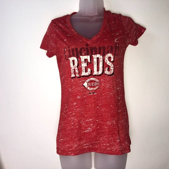 Majestic "Cincinnati Reds" Red T-shirt Women's Medium - Picture 1 of 8